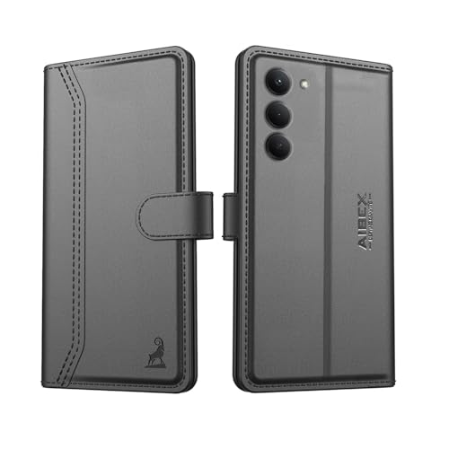 Image of AIBEX Compatible for Redmi 15 5G Flip Cover Leather Finish with Magnatic Closure | Inside TPU with Card Pockets | Wallet Stand | Complete Protection Flip Case - Black