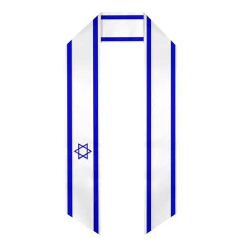 Vintage Israel Israeli Flag Graduation Stole Shawl Sash for Men Women Unisex Adult Double Sided Lightweight Scarf Class of 2025 Graduate Gift for Study Aboard International Students