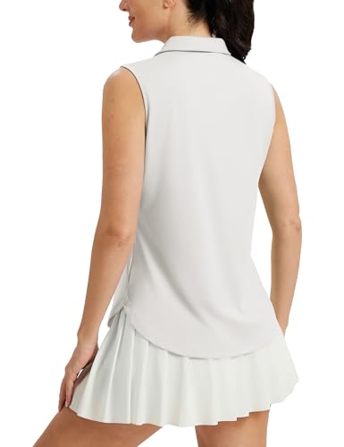 Image of MAGCOMSEN Womens Golf Shirts Sleeveless 1 /4 Zip Collared Polo Shirt UPF 50+ Quick Dry Workout Tank Tops Tennis