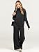 Caracilia Womens 2 Piece Sweater Set Knit Pullover Wide Leg Pants Lounge Matching Sets 2024 Fall Fashion Travel Outfits Black Medium