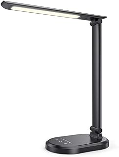 LED Desk Lamp for Study with USB Charging Desk Light - 10 Brightness Level Work Table Lamps Flexible Adjustable, Auto Off, Touch Control, Eye-Caring Bedside Reading lamp for Office, Home, Bedroom
