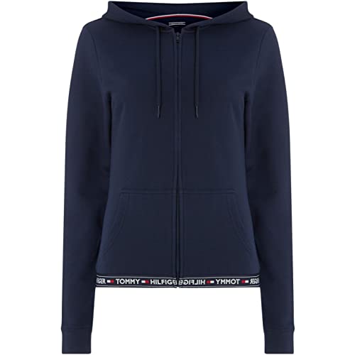 Tommy Hilfiger Felpa con Cappuccio e Zip Donna Terry Cerniera, Blu (Navy Blazer), XS