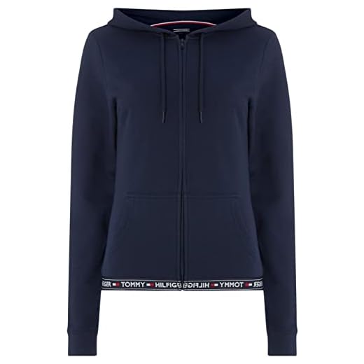 Tommy Hilfiger Damen Hoodie mit Reißverschluss Zipper, Blau (Navy Blazer), M