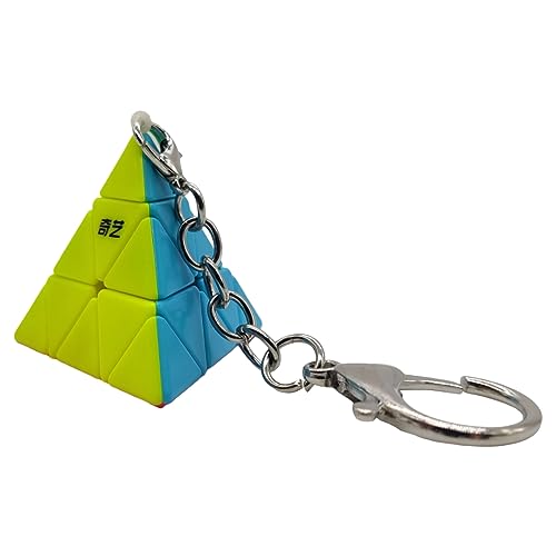 Image of Hawkister QiYi Mini Pyraminx Keychain Cube Stickerless 4.5CM Keyring Magic Cube Puzzle