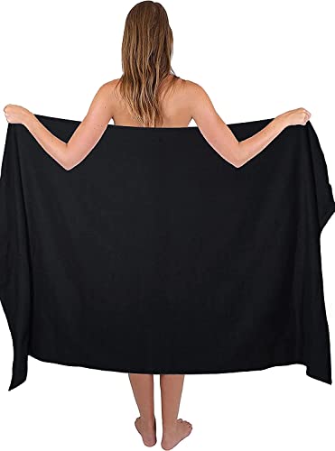 Textile Do Extra Large Super Jumbo Bath Sheet Towel 100% Egyptian Cotton XL Bath Sheets(100 x 200 cm-600 GSM) (Black)