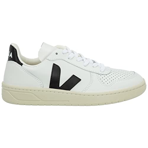 Veja Women's V-10 Lace Up Sneakers, Extra White/Black, 7 Medium US2