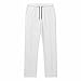 Men's Waffle Knit Casual Pants, Elastic Drawstring Waist with Pockets, Loose Fashion Comfy Straight Leg Sweatpants White