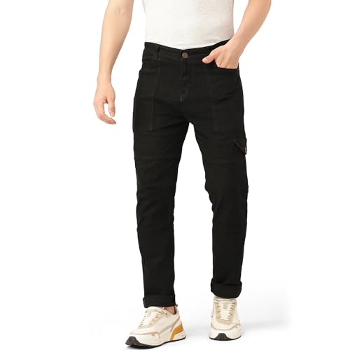 Image of PARIS HAMILTON Men Relaxed Fit Colorblocked Distressed Two Tone Stretchable Denim Jeans