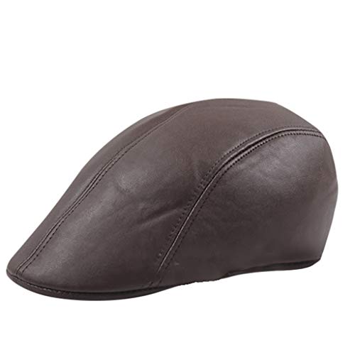 Vintage Leather Baker Boy Hat for Men Women Classic Rustic Newsboy Hat Driver Cabbie Cap Sunlucky AW2019 Brown