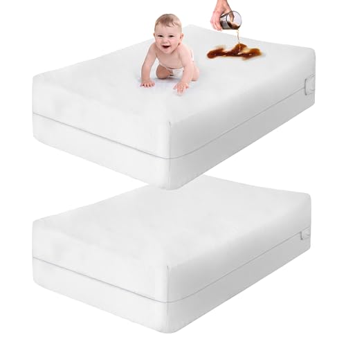 2 Pack Mini Crib Mattress Protector Waterproof Zippered Encasement Cover for Baby, Toddler (Mini Crib Size - 24x38x6)