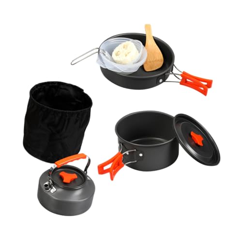HOLIDYOYO 1Set Portable Cooking Kit Camping Cookware for Outdoor Picnic Lightweight Pots and Pans for Hiking Backpacking and Camping Activities Easy to Use Non Stick