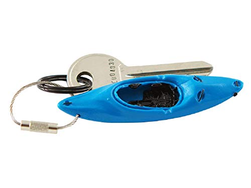 HKEY Kayak Keychain - Whitewater Kayaking Key Chain Ring accessories - Flexible PVC Plastic and Stainless Steel Gift (Blue)
