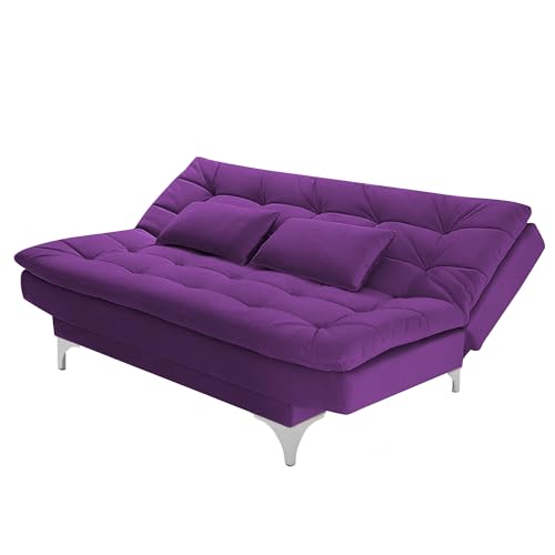 Image of Krancy 3-Seater Sofa Cum Bed for Living Room, Office & Home | Premium Fabric Sleeper Sofa Set with 1 Year Warranty | Comfortable Sofa for Guests, Lounge & Small Spaces | Purple