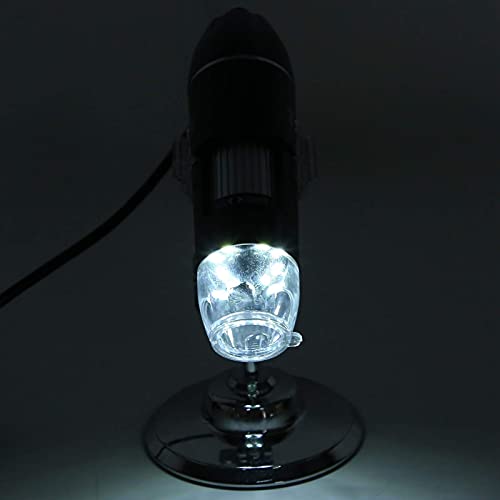 Image of Portable Electron Microscope, 1600X Digital, 8 LED Lights, Handheld USB, High-Definition, Black, ABS Material
