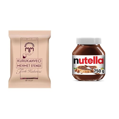 Kurukahveci Mehmet Efendi Türk Kahvesi 100gr x2 + Nutella - Kakaolu fındık kreması, 750 g x1