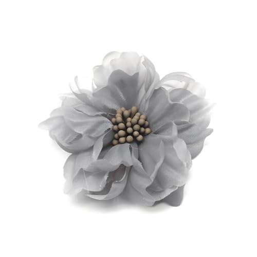 Gray silk corsage brooch by XAM