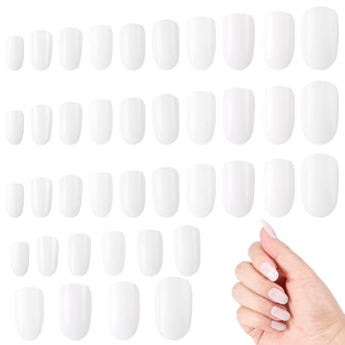HonGien Set di 600 unghie corte ovali a copertura completa, unghie finte naturali, in acrilico, adesivi per extension per unghie, unghie finte, 10 misure, per fai da te, saloni, casa, manicure
