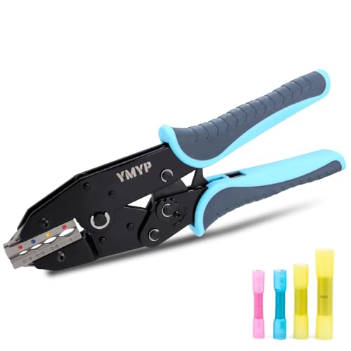 YMYP Heat Shrink Connectors Crimping Tool - Ratcheting Wire Crimper - AWG 22-8 (0.5-8.0mm²) - Electrical Crimping Tool