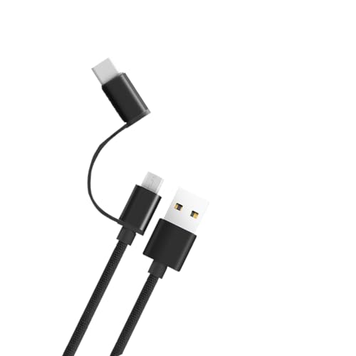 Image of Cable 2 in 1 - Micro /Type-C Cable & Micro USB Port, Unbreakable Braided Charging Cord for Smatphone, Laptops & Other USB Devices, Support Power Delivery (PD) & Data Sync (Black)