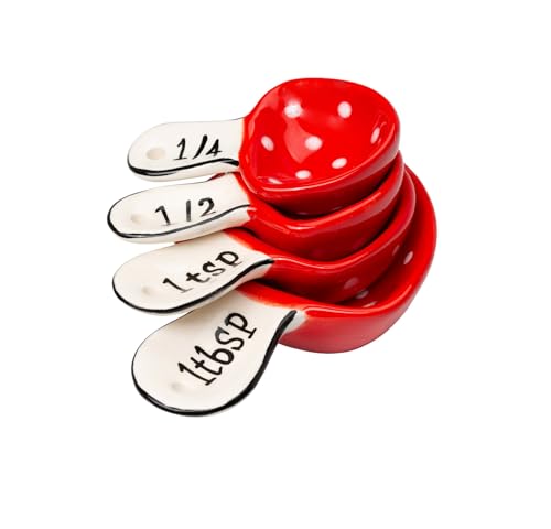 Cosmos Gifts 21103 Fine Ceramic Mushroom Measuring Spoons 4 piece set