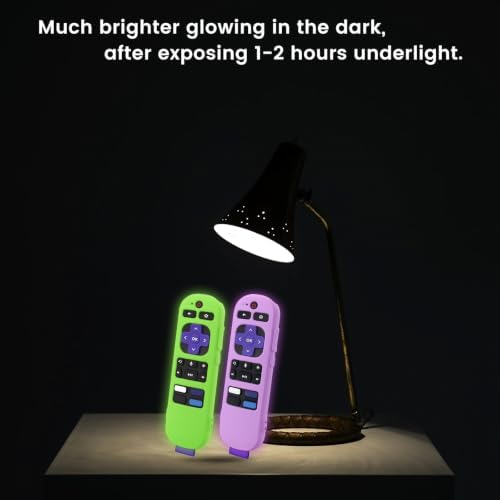 2-Pack Remote Cover for Roku Voice & TV Remote Control, Glow Green + Purple