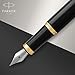 Parker IM Fountain Pen | Black Lacquer with Gold Trim | Fine Nib with Blue Ink Refill | Gift Box