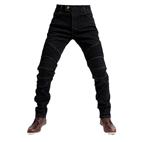 Pantalon de moto classique homme avec équipement de protection intégré noir