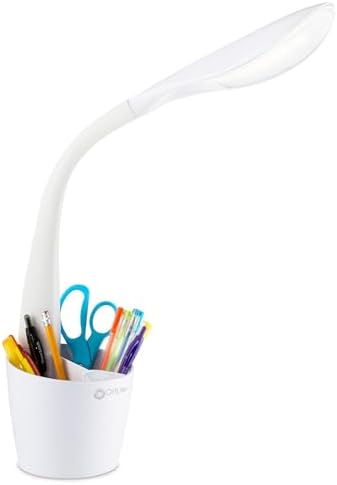 OttLite LED Desk Lamp Space Organizer with Flexible Neck Height - 4 Brightness Settings with Touch Activated Controls, Energy-Efficient Natural Daylight LEDs for Home Office, Desk, Dorms