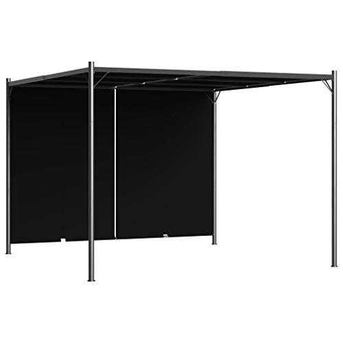 Benkeg Pérgola de Jardín con Tejado Retráctil Gris Antracita 300 X 300 X 225 Cm, Pérgola Acero Pérgola Terraza Pérgolas de Jardín