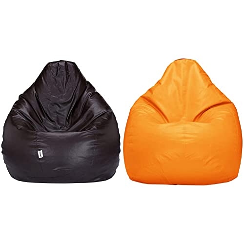 Image of Amazon Brand - Solimo XXXL Bean Bag Cover Without Beans (Brown) XL Bean Bag Cover (Orange)
