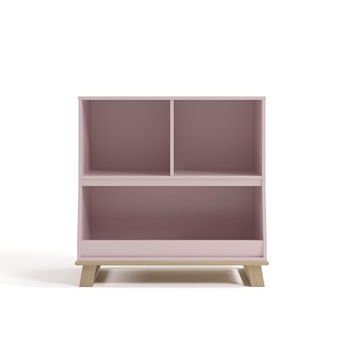 Image of Storkcraft Modern Nursery Changing Table Dresser (Blush with Driftwood) - GREENGUARD Gold Certified, Baby Dresser with Changing Table Top