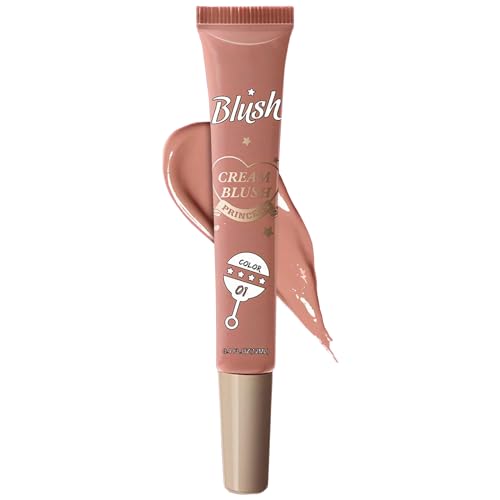 Liquid Blush, Pink Cream Blusher Stick Blushers for Cheeks Make Up Long-Wearing Waterproof Peach Liquid Highlighter Cream Blusher for Mature Skin Lip and Cheek Tint