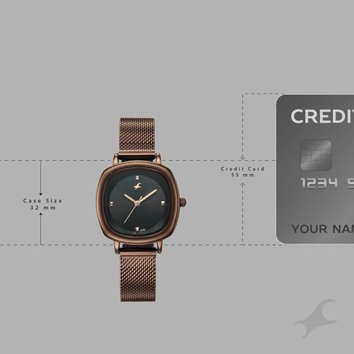 Image of Fastrack Stunners XI with Quartz Analog Black Dial Brown Stainless Steel Strap Watch for Women - 68065QM02