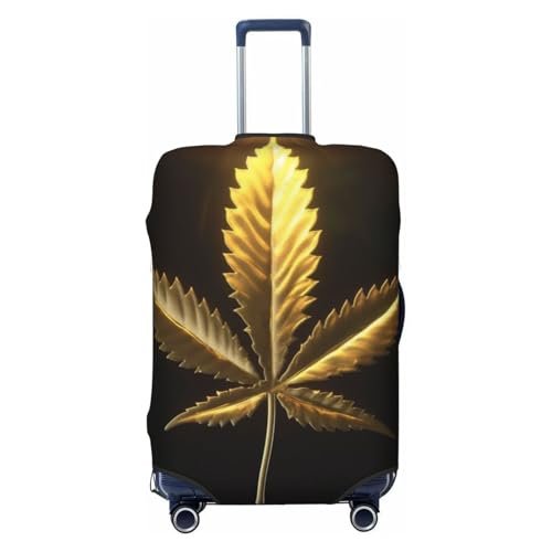Golden Cannabis Print Luggage Suitcase Covers Elastic Washable Luggage Protector Luggage Covers For Suitcase