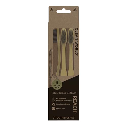 Reach Clean World Bamboo Toothbrushes, Soft Bristles, 3 Pack