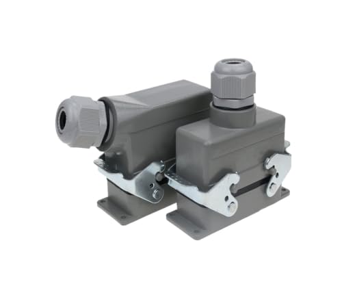 Conector rectangular HDC-HE-020 industrial de 20 núcleos con salida de línea lateral