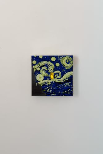 Starry Night Priz Anahtar Kapağı Süsü, Tekli Anahtar, Dekoratif Priz Kapağı, Sanatsal Baskı, Duvar Aksesuarı, Mavi Tonlar