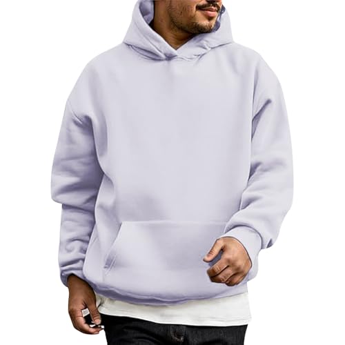 Sweat à capuche gris pour hommes à col boutonné et poche centrale, style uni tendance
