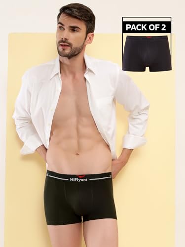 Image of HiFlyers Men's Cotton Spandex Odour-Free, Long Lasting Comfort, All Day Fresh and Confidence Dark Knight Collection Solid Trunks