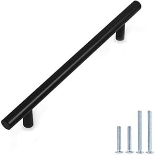 Probrico Black Kitchen Drawer Knobs, Black Cupboard Knobs for Kitchen, Matte Black Cabinet Knobs, Small Furniture Door Knobs, Single Hole, Stainless Steel, 5 Pieces