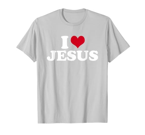 I Love Jesus I Heart Jesus T-Shirt, Men, Silver Grey, Small