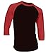 Dream USA Men's Casual 3/4 Sleeve Baseball Tshirt Raglan Jersey Shirt Black/Red Large