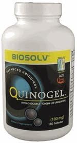 100mg Quinogel Solubilized Ubiquinol (Ultra High Absorption) CoQ10 (Hydrosoluble Kaneka QH) 100mg / 180 Softgels by Quinogel