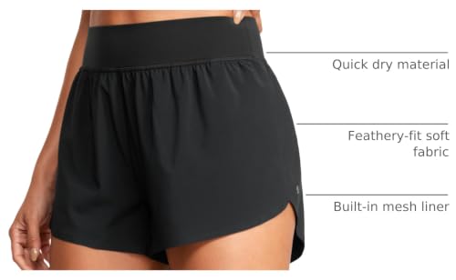 Image of CRZ YOGA High Waisted Split Running Shorts 3 inch | Mesh Liner, Quick Dry, Lightweight, for Women