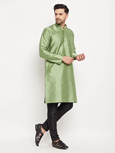 Image of VASTRAMAY Men Light Blue Cotton Kurta Pyjama and Dupatta Set (VASMKWH000nPCWHnD5AQ 36) | Independence Day