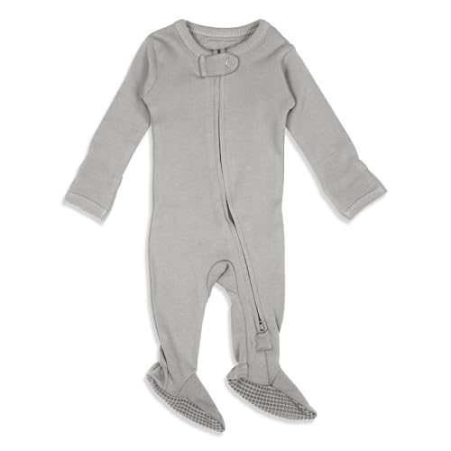 Unisex Baby Organic 2-Way Zipper Footie Light Gray 6-9m