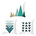 Lieson Coussin de Canapé 45x45, Housse Oreiller Canapé Blanc Vert Coussin Decoration Triangle, Polyester