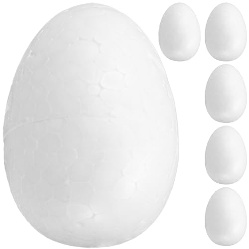 Murtenze 6PCS 4 Inch Fake Eggs Easter Eggs Craft Foam Eggs White