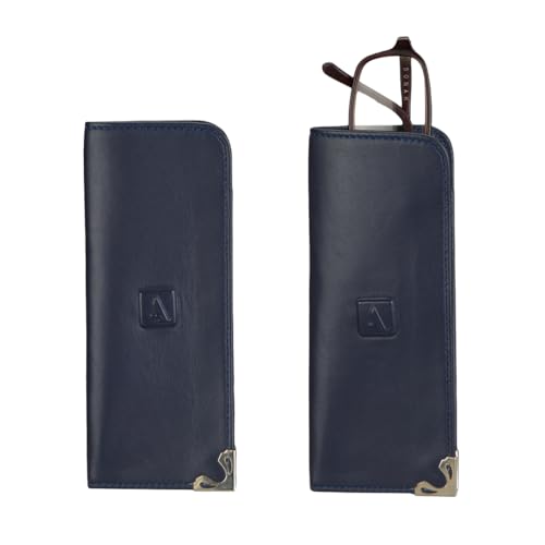 Image of Adamis Full Grain Genuine Leather Spectacles Soft Shell Case for Men and Women