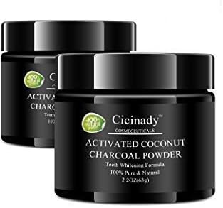 Teeth Whitening Powder - 2 pack - Cicinady 100% Natural Pure Activated Charcoal Powder - Food Grade Coconut Charcoal Teeth Whitening Toothpaste and Stain Remover for Tooth